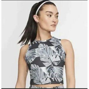 Nike Women's Fast Dri-FIT Printed Crop Tank Gray CJ2160-010 Running Medium NWT!